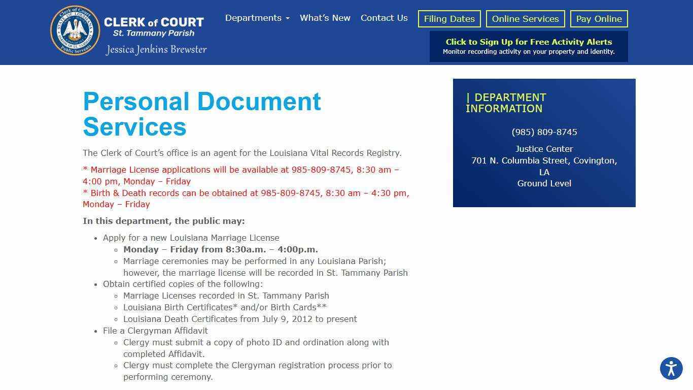Personal Document Services » St. Tammany Clerk of Court