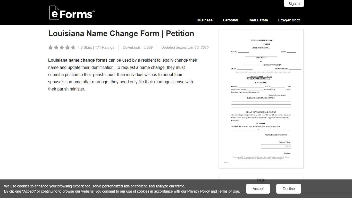 Free Louisiana Name Change Forms | Petition - PDF – eForms